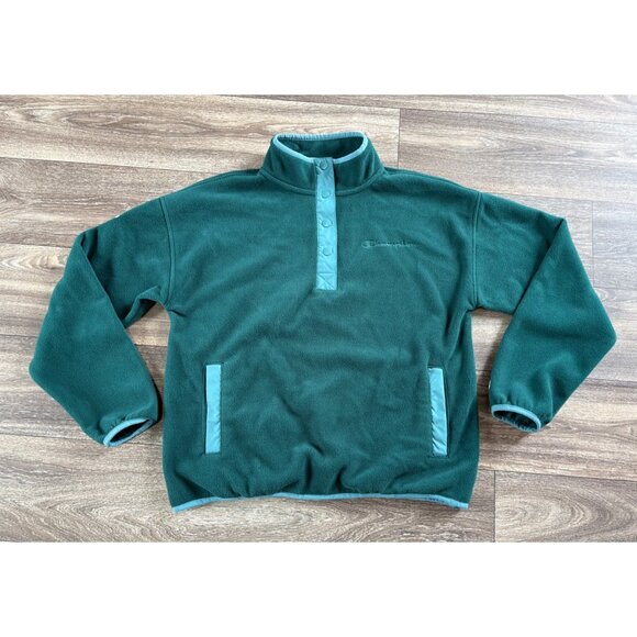 Champion Women's Explorer Fleece Snap Front Pullover Sweatshirt Size M Green - Picture 1 of 8